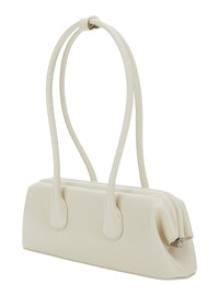 OSOI Osoi Women 'Boat Wide Mini' White Shoulder Bag With Round Handles And Logo Lettering On The Front In Leather For Women