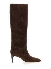 Paris Texas Women Brown Boots With Pointed Toe And Stiletto Heel In Suede Woman