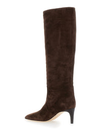 Paris Texas Women Brown Boots With Pointed Toe And Stiletto Heel In Suede Woman