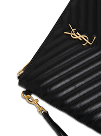 SAINT LAURENT Saint Laurent Women Handbag 'Monogram' In Black Chevron Leather Woman