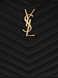SAINT LAURENT Saint Laurent Women Handbag 'Monogram' In Black Chevron Leather Woman