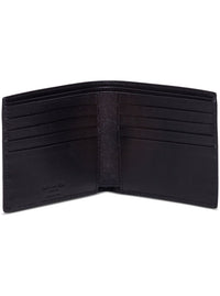 Saint Laurent Men Black Leather Bifold Wallet With Saint Laurent Logo For Men