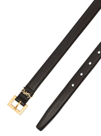 SAINT LAURENT Saint Laurent Women Black Belt In Leather With Gold-Tone Buckle And Monogram Detail Woman