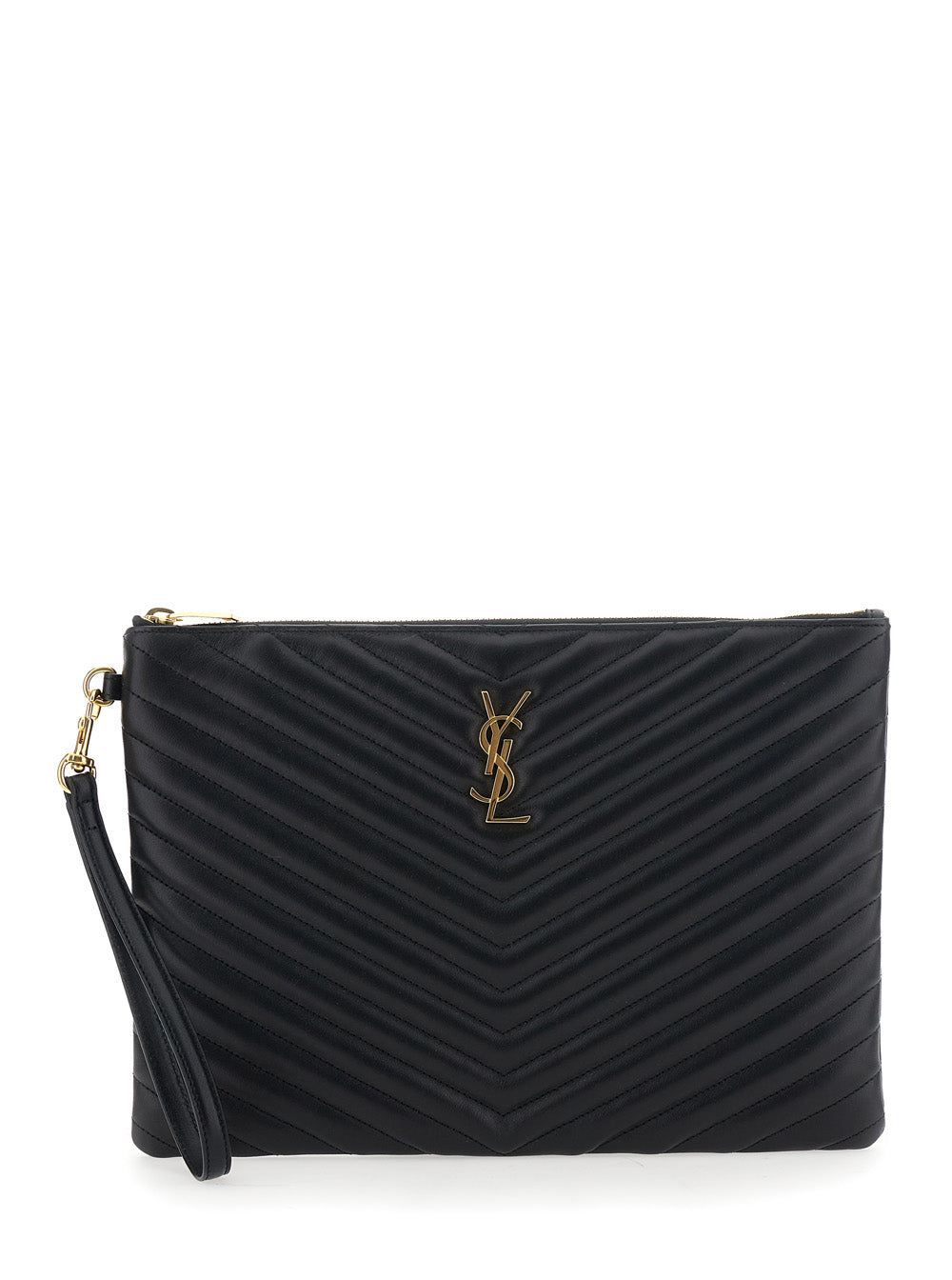 SAINT LAURENT Saint Laurent Women Clutch 'Cassandre' With Removable Strap And Cassandre Plate On The Front In Black Leather For Women