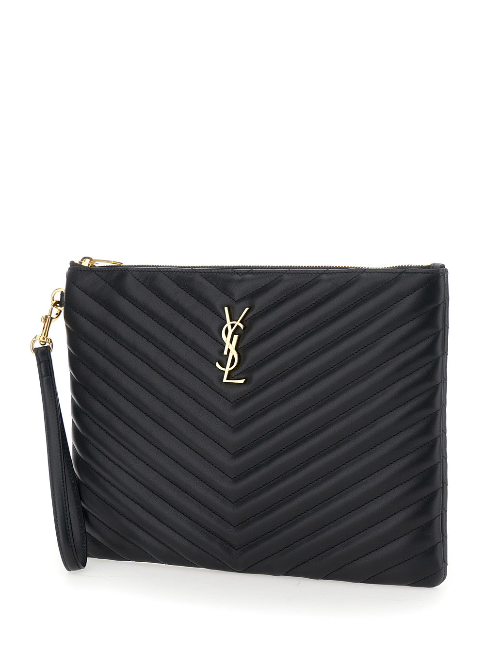 SAINT LAURENT Saint Laurent Women Clutch 'Cassandre' With Removable Strap And Cassandre Plate On The Front In Black Leather For Women