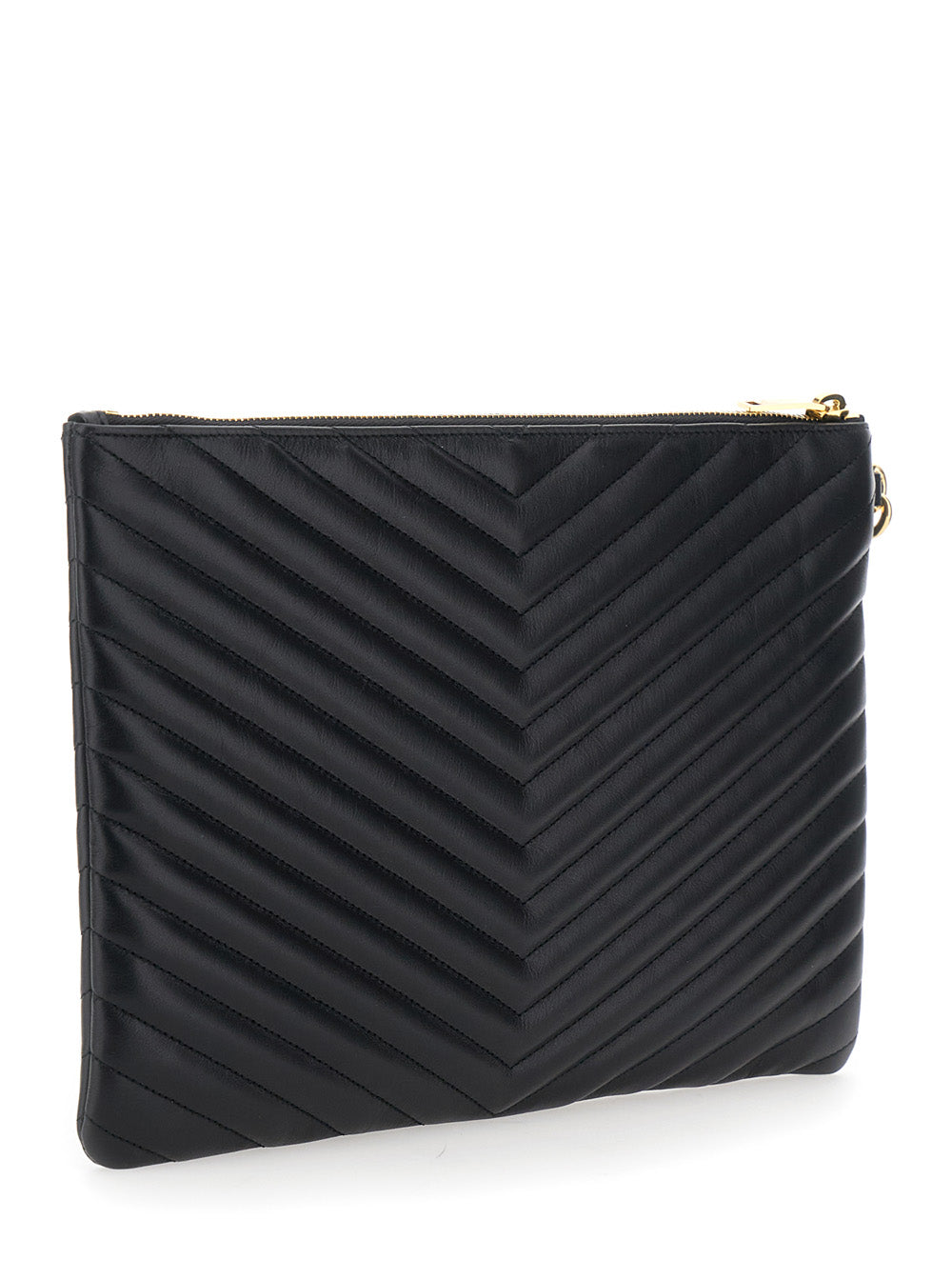 SAINT LAURENT Saint Laurent Women Clutch 'Cassandre' With Removable Strap And Cassandre Plate On The Front In Black Leather For Women