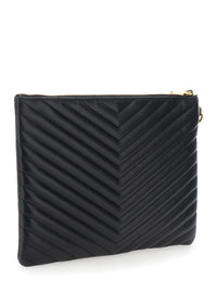 SAINT LAURENT Saint Laurent Women Clutch 'Cassandre' With Removable Strap And Cassandre Plate On The Front In Black Leather For Women