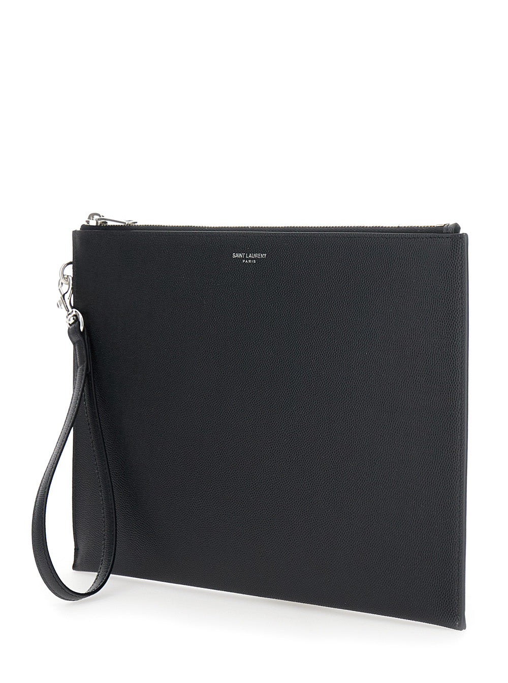 SAINT LAURENT Saint Laurent Men Pouch With Logo Embossed On The Front In Black Leather For Men