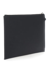 SAINT LAURENT Saint Laurent Men Pouch With Logo Embossed On The Front In Black Leather For Men