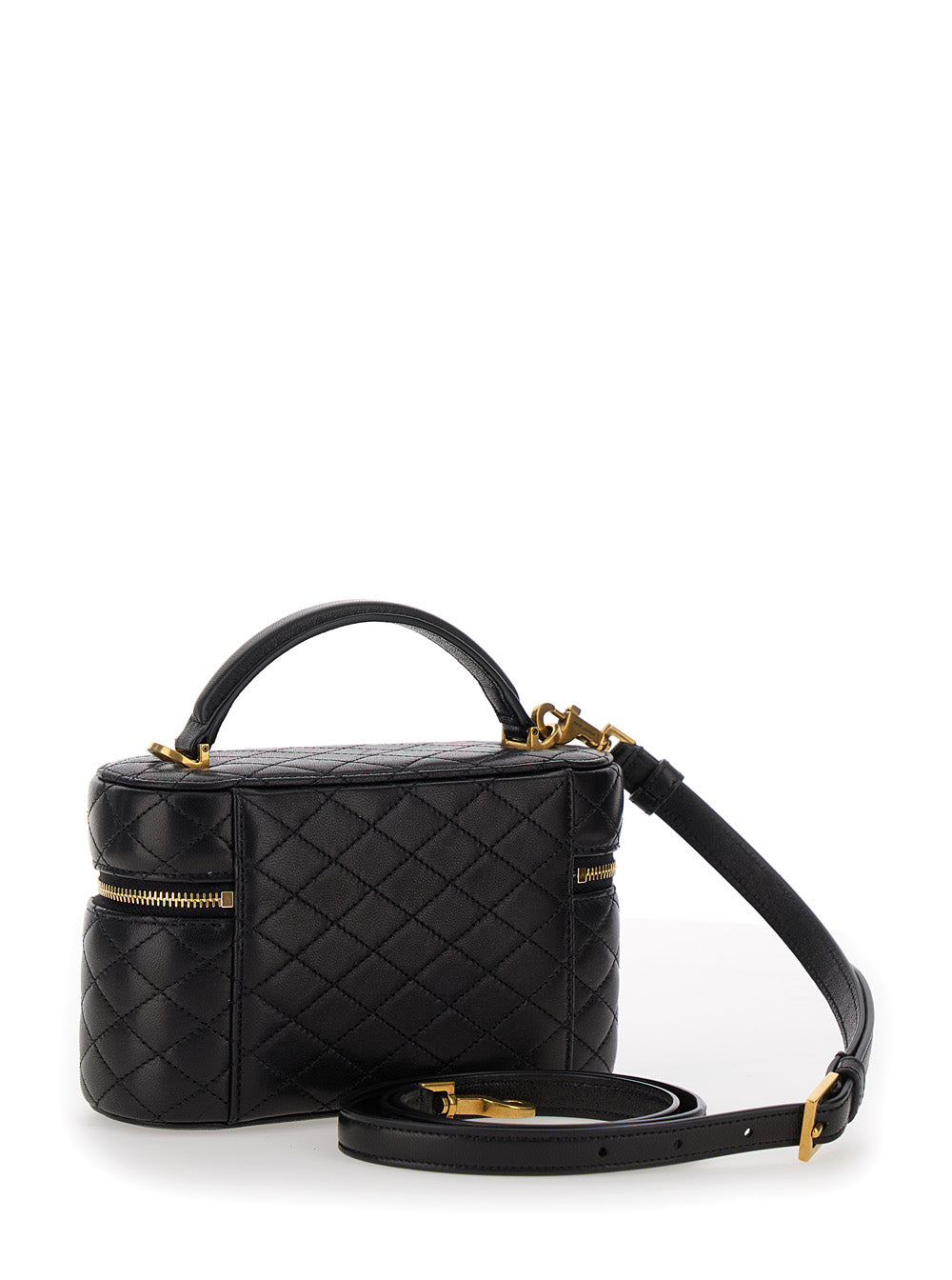 SAINT LAURENT Saint Laurent Women Vanity Bag 'Gaby' With Cassandre Metal Plate On Front In Black Quilted Leather For Women