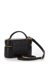SAINT LAURENT Saint Laurent Women Vanity Bag 'Gaby' With Cassandre Metal Plate On Front In Black Quilted Leather For Women