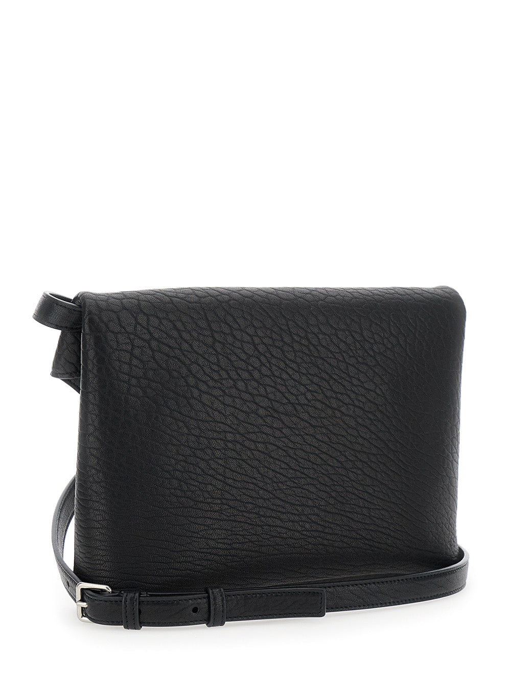 SAINT LAURENT Saint Laurent Men Black Crossbody Bag With Envelope Design And Cassandre Plaque On Front In Grained Leather For Women