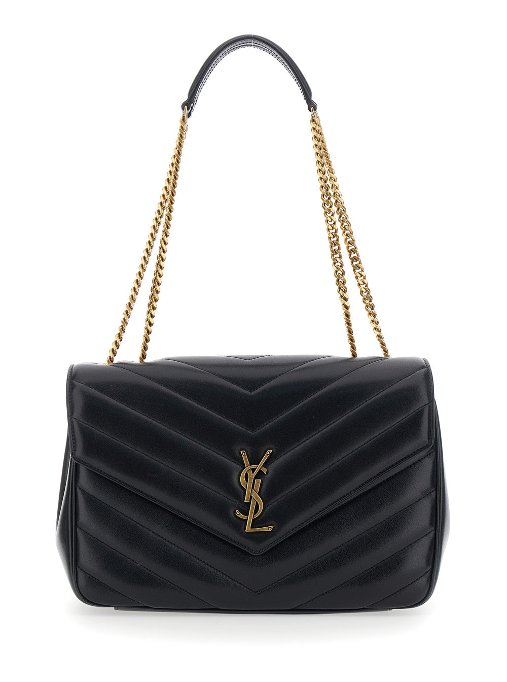 SAINT LAURENT Saint Laurent Women Crossbody Bag 'Loulou' Large With Sliding Chain Strap And Cassandre Plaque On Front In Black Leather For Women