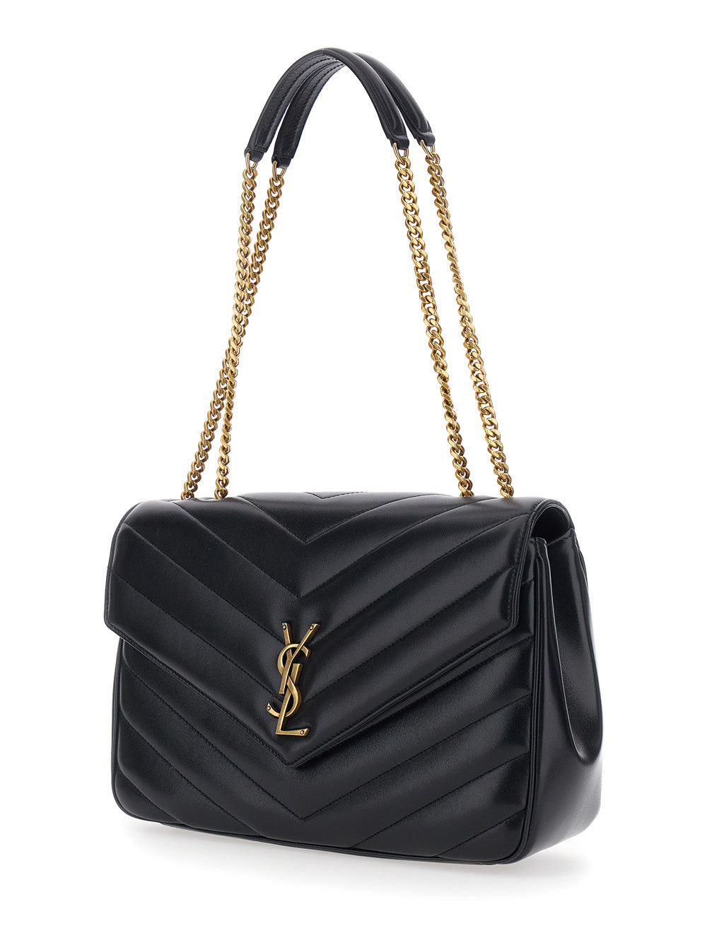 SAINT LAURENT Saint Laurent Women Crossbody Bag 'Loulou' Large With Sliding Chain Strap And Cassandre Plaque On Front In Black Leather For Women