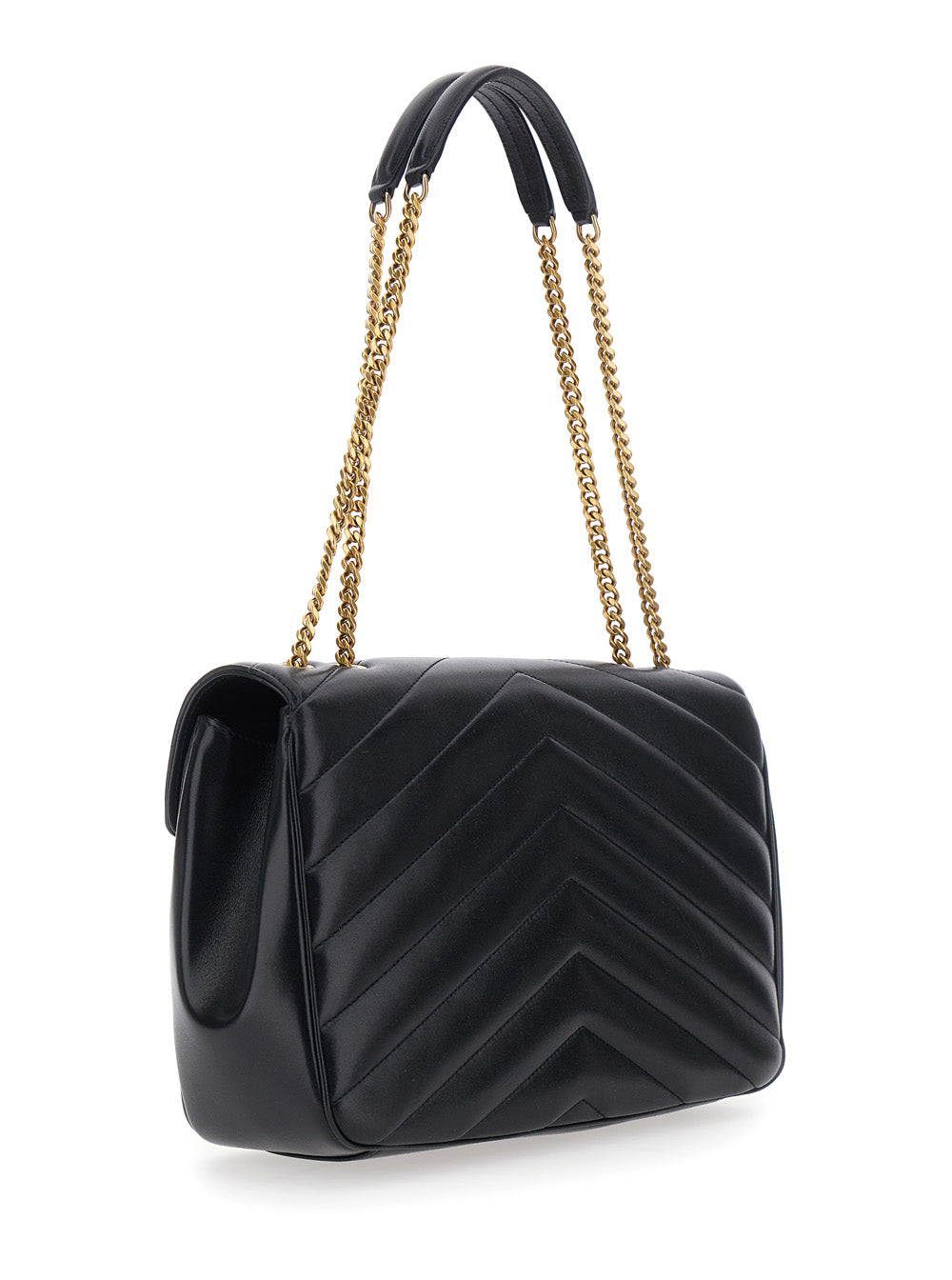 SAINT LAURENT Saint Laurent Women Crossbody Bag 'Loulou' Large With Sliding Chain Strap And Cassandre Plaque On Front In Black Leather For Women