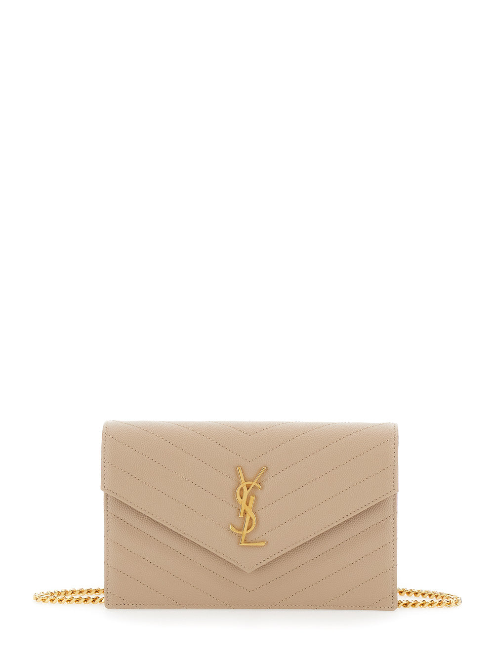 SAINT LAURENT Saint Laurent Women Crossbody Bag 'Louise' With Cassandre Plaque On The Front In Beige Leather For Women