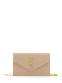 SAINT LAURENT Saint Laurent Women Crossbody Bag 'Louise' With Cassandre Plaque On The Front In Beige Leather For Women