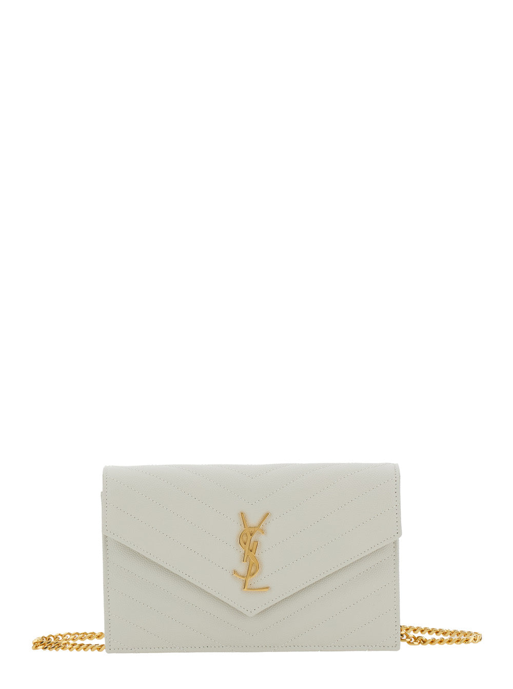 SAINT LAURENT Saint Laurent Women Crossbody Bag 'Louise' With Cassandre Plaque On The Front In White Leather For Women