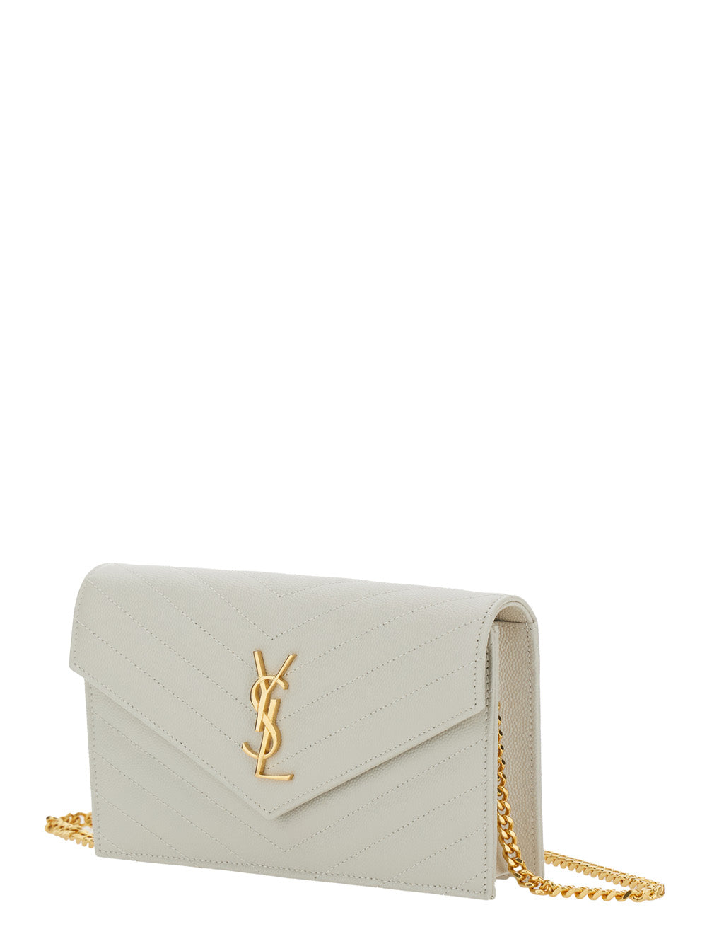 SAINT LAURENT Saint Laurent Women Crossbody Bag 'Louise' With Cassandre Plaque On The Front In White Leather For Women
