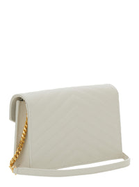SAINT LAURENT Saint Laurent Women Crossbody Bag 'Louise' With Cassandre Plaque On The Front In White Leather For Women