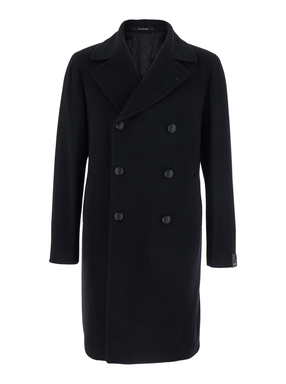 Tagliatore Men Black Coat With Notched Revers And Button Closure In Wool For Men