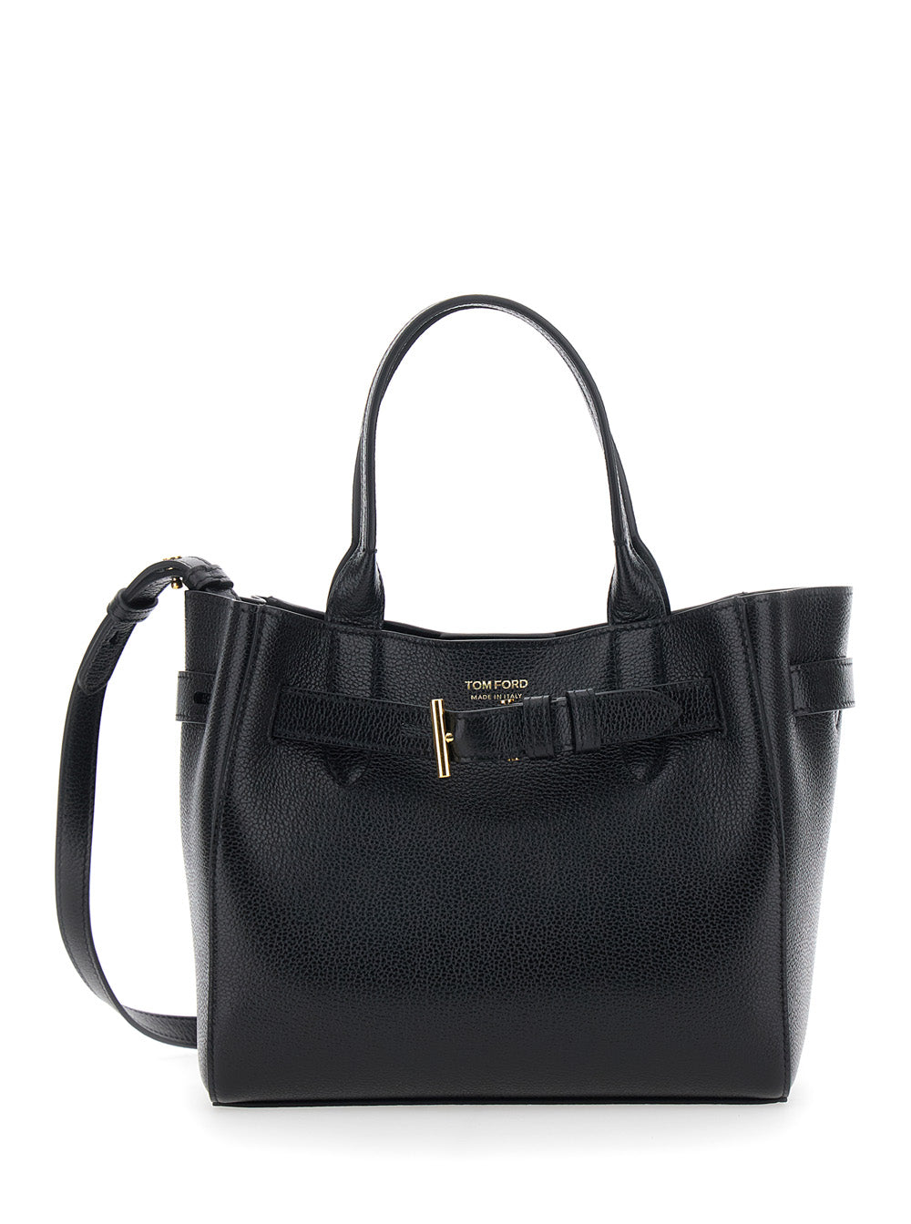 TOM FORD Tom Ford Women Handbag 'Audrey Piccola' With Adjustable Strap And Logo Lettering On The Front In Grained Black Leather For Women