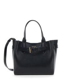 TOM FORD Tom Ford Women Handbag 'Audrey Piccola' With Adjustable Strap And Logo Lettering On The Front In Grained Black Leather For Women