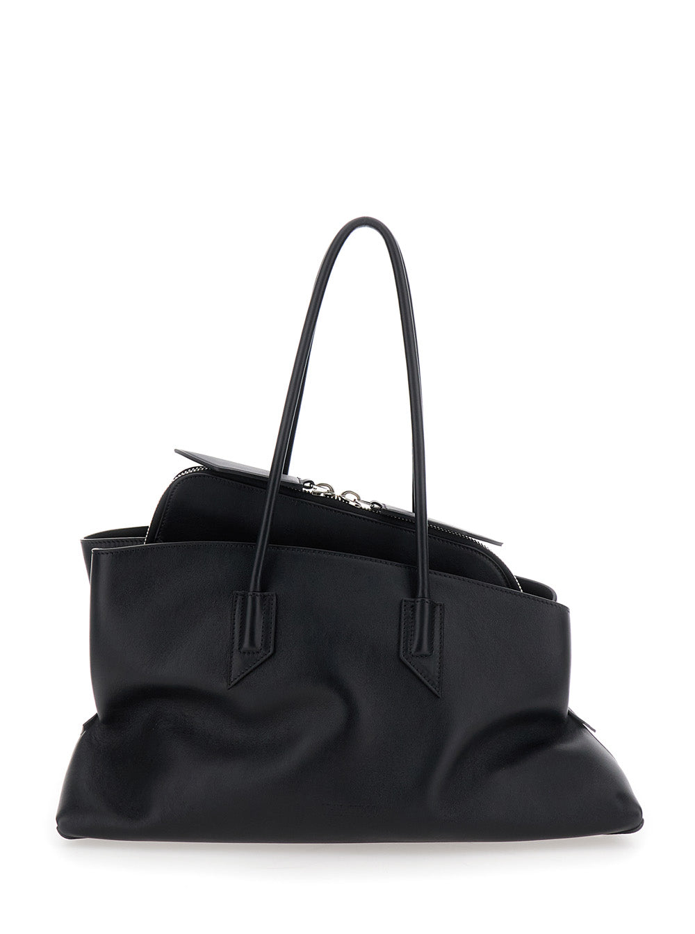 THE ATTICO The Attico Women Shoulder Bag 'Passeggiata' Medium With Asymmetric Design And Two Top Handles In Black Leather For Women