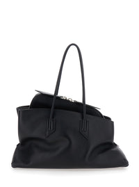 THE ATTICO The Attico Women Shoulder Bag 'Passeggiata' Medium With Asymmetric Design And Two Top Handles In Black Leather For Women