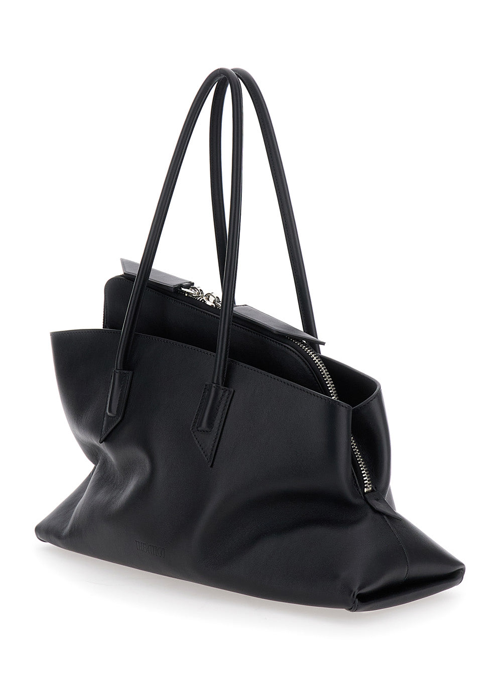 THE ATTICO The Attico Women Shoulder Bag 'Passeggiata' Medium With Asymmetric Design And Two Top Handles In Black Leather For Women