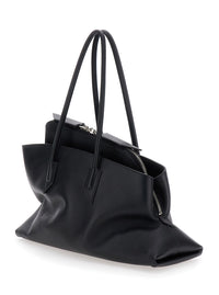 THE ATTICO The Attico Women Shoulder Bag 'Passeggiata' Medium With Asymmetric Design And Two Top Handles In Black Leather For Women