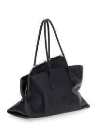 THE ATTICO The Attico Women Shoulder Bag 'Passeggiata' Medium With Asymmetric Design And Two Top Handles In Black Leather For Women