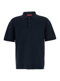 Gucci Men Blue Polo Shirt With Classic Collar And Gg Embroidery On The Front In Cotton For Men