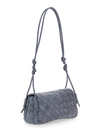 Bottega Veneta Women 'Notturno' Blue Crossbody Bag With Adjustable Strap And Intreccio Motif In Suede For Women