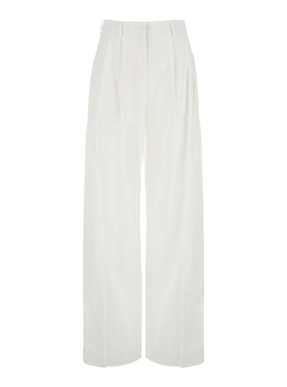 Leplain Women White Pants With Two Side Pockets In Cotton For Women