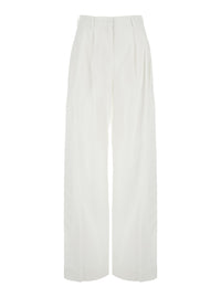 Leplain Women White Pants With Two Side Pockets In Cotton For Women