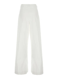 Leplain Women White Pants With Two Side Pockets In Cotton For Women