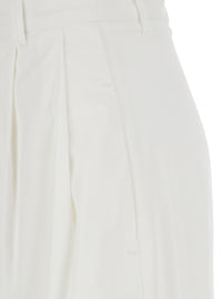 Leplain Women White Pants With Two Side Pockets In Cotton For Women