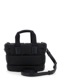 Moncler Women Handbag 'Karadoc' Mini With Adjustable And Removable Shoulder Strap And Logo Patch On The Front In Black Tech Fabric For Women