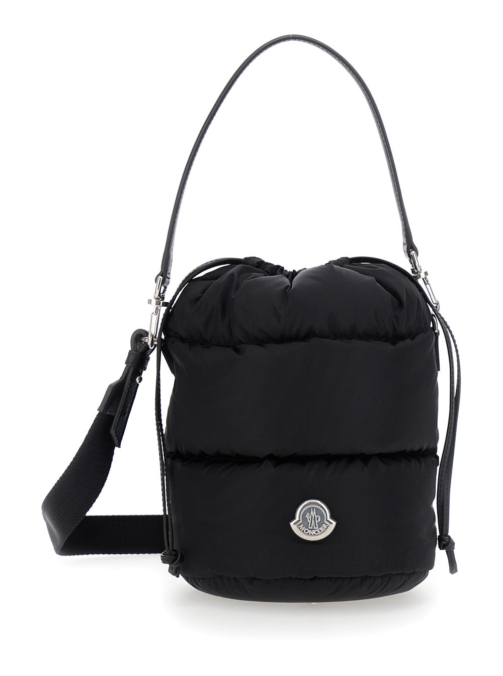 MONCLER Moncler Women 'Karadoc' Black Handbag With Drawstring Closure And Logo Patch On The Front In Tech Fabric Woman
