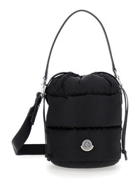 MONCLER Moncler Women 'Karadoc' Black Handbag With Drawstring Closure And Logo Patch On The Front In Tech Fabric Woman