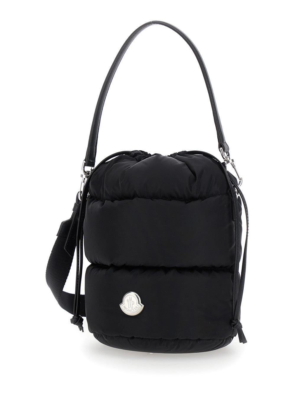 MONCLER Moncler Women 'Karadoc' Black Handbag With Drawstring Closure And Logo Patch On The Front In Tech Fabric Woman