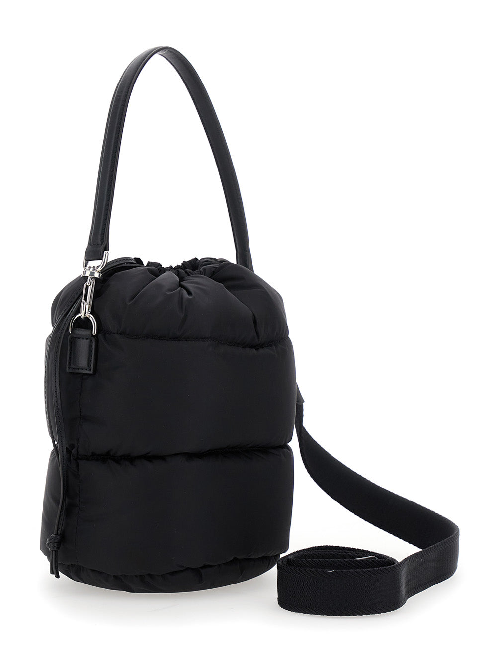 MONCLER Moncler Women 'Karadoc' Black Handbag With Drawstring Closure And Logo Patch On The Front In Tech Fabric Woman