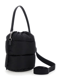 MONCLER Moncler Women 'Karadoc' Black Handbag With Drawstring Closure And Logo Patch On The Front In Tech Fabric Woman