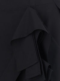 Bottega Veneta Women Black Midi Skirt With All-Over Ruffles In Wool For Women