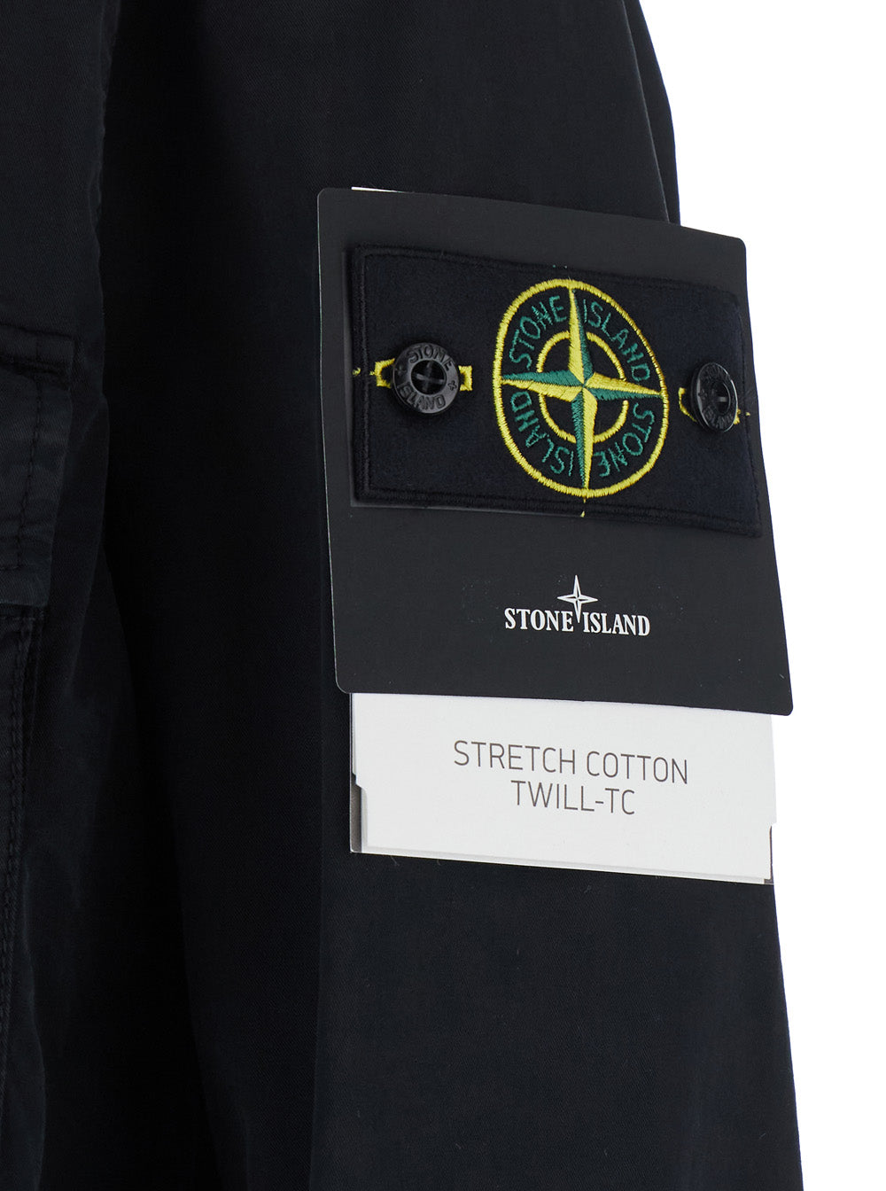 Stone Island Men Black Jacket With Fixed Hood And Logo Patch On The Sleeve In Cotton Twill Men