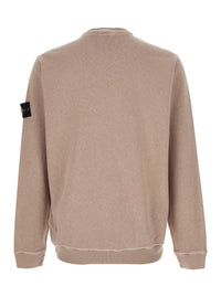 Stone Island Men Beige Crewneck Sweatshirt With Dropped Shoulders And Logo Patch On The Sleeve In Cotton For Men