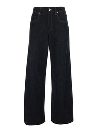 Brunello Cucinelli Women Black Jeans With Logo Patch On The Back And Contrasting Stitching In Denim For Women