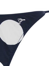 Jacquemus Women 'Le Bas De Plage Triangle' Blue Bikini Bottom With Polka Dot Motif And Logo Embroidery On The Side In Tech Fabric For Women