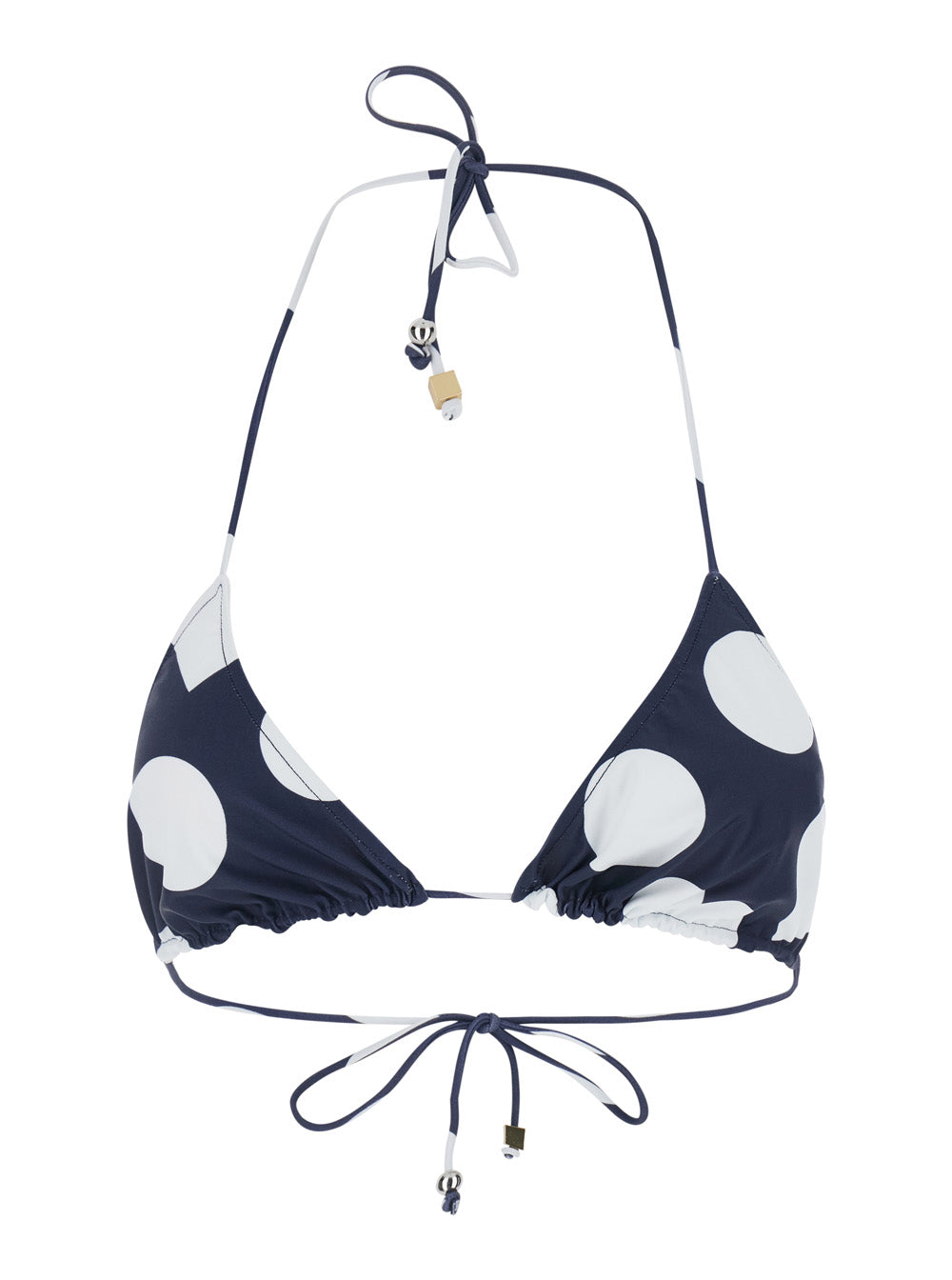 JACQUEMUS Jacquemus Women 'Le Haut De Plage Triangle' Blue Bikini Top With Drawstring Closure And Polka Dot Motif In Tech Fabric For Women